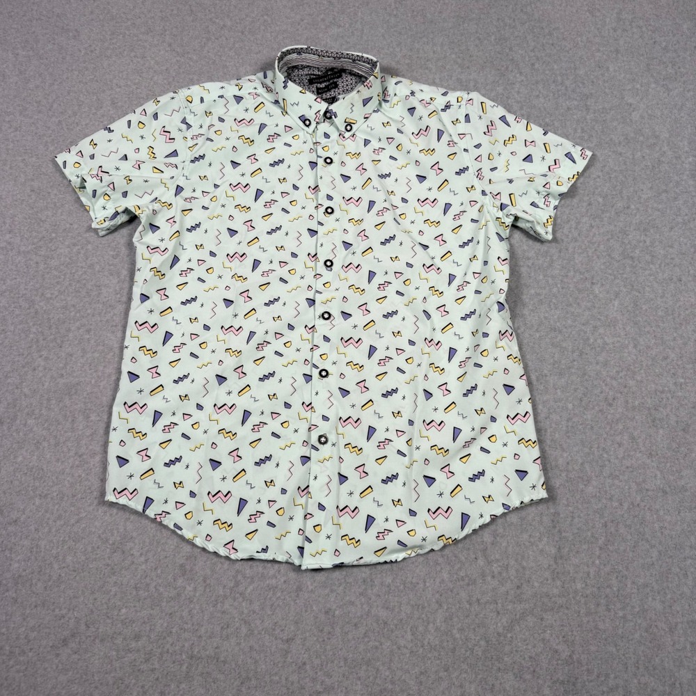 Interaffair Mens Slim Fit Short Sleeve Saved By The Bell 90s Print Shirt Small
